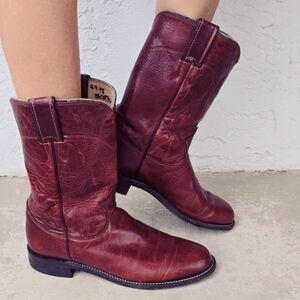 Vintage Justin Roper L3510 Redwood Cowboy Leather Boots Women's  7B Made in USA